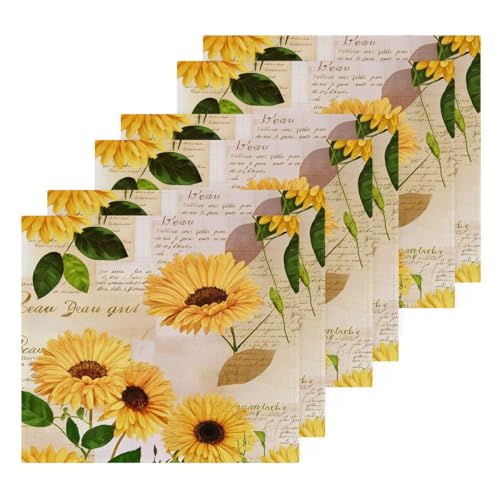 Sunflower Washcloths Set of 2, Highly Absorbent Soft Cotton Fingertip Towels for Bathroom, Kitchen, Gym, Spa, Home Decor 12 x 12 Inch