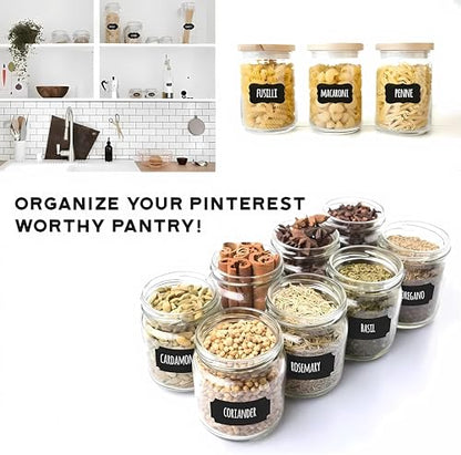 244pcs Chalkboard Labels with 2 Chalk Marker Removable Labels | Erasable Reusable labels for Jars, Craft Rooms,Storage, Pantry Containers and Storage Bin Organize Your Home Kitchen