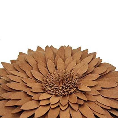 Contempo Lifestyles 3D Daisy & Sunflower Decorative Pillow - Flower-Shaped, Solid Mocha - color: Solid Mocha