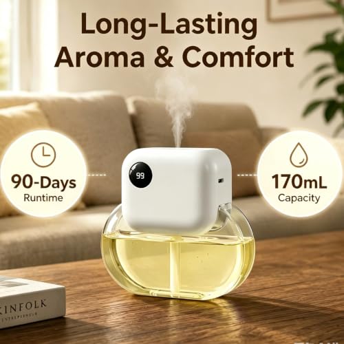 Aroma Diffuser with 170ML Essential Oil Set for Home,Rose Amber | Aromatherapy Diffuser with 6 Adjustable Mist Modes, 90 Days Long-Lasting Runtime, Ultra Quiet 35dB Operation, 7-Color Light - color: Yellow