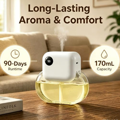 Aroma Diffuser with 170ML Essential Oil Set for Home,Rose Amber | Aromatherapy Diffuser with 6 Adjustable Mist Modes, 90 Days Long-Lasting Runtime, Ultra Quiet 35dB Operation, 7-Color Light - color: Yellow