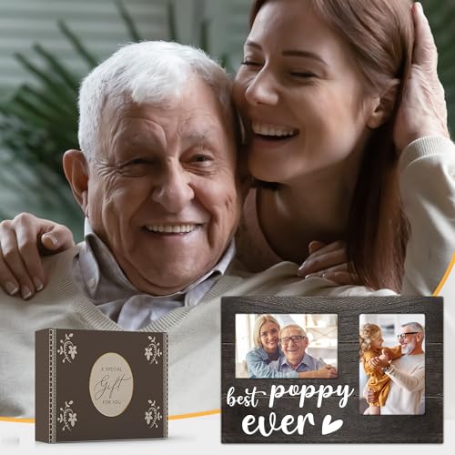 Father's Day Poppy Gifts, Poppy Gifts 3D Photo Frame Hold 4x6 Inches Two Photos, Birthday Gift for Him from Grandkids, Who Wants Nothing - color: poppy