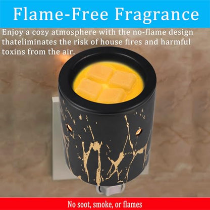 Plug in Wax Warmer for Scented Wax melt Warmer scentsy Plug in Wax melt Warmer Electric Candle Warmer Home Decor Gifts for Women（Black Gold Porcelain）