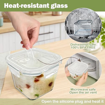 Borosilicate Glass Soup Containers with Lids, 4 Cup/32 oz, 4 Pack | Microwave Dishwasher Oven Freezer Safe | Airtight Leak Proof | Food Grade | Square Soup Meal Prep | Lunch | Food Storage Set - color: Transparent4