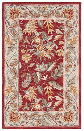 SAFAVIEH Chelsea Collection Accent Rug - 2'6" x 4', Red, Hand-Hooked French Country Wool, Ideal for High Traffic Areas in Entryway, Living Room, Bedroom (HK141C) - color: Red, size: 2'6" x 4' (Rectangular)