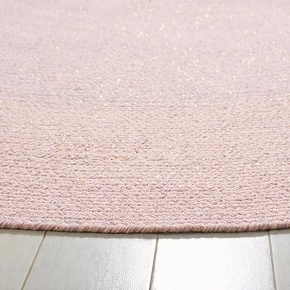 SAFAVIEH Cape Cod Collection Area Rug - 5' Round, Blue & Pink, Handmade Braided Cotton, Ideal for High Traffic Areas in Living Room, Bedroom (CAP242M) - color: Blue/Pink, size: 5' (Round)
