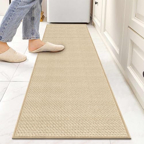 Carpet Runners for Hallway 6ft Washable, Braid Jute Kitchen Floor Runner Sink Mat Absorbent, Small Farmhouse Kitchen Carpet, Beige - color: Beige, size: 2'4" x 6' (Rectangular)