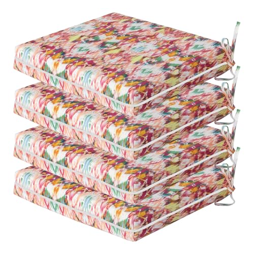 COZYVIDA Outdoor Chair Cushions Set of 4, 20"x20" Square Seat Pads with Tie Straps and YKK Zippers, 35D High-Density Foam, Water-Resistant Fabric,UV-Resistant 1000+ Hrs - color: Print 041