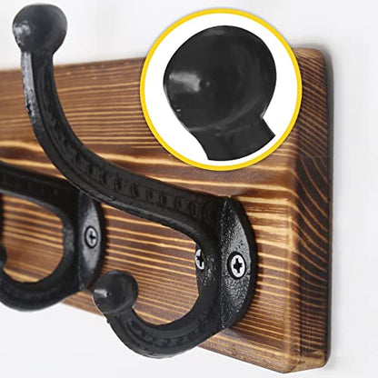 WEBI Rustic Coat Rack Wall Mount,5 Cast Iron Coat Hooks Wall Mounted,Heavy Duty Wall Coat Hanger Hooks for Hanging Coats,Clothes,Rustic Brown - color: Brown, size: 17 Inch
