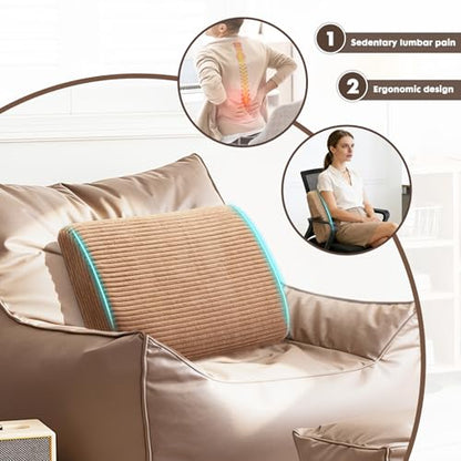 Large Lumbar Cushion Lumbar Support Pillow, Ergonomic Lumbar Pillow with Machine Washable, Help Relieve Pain of Back, Lumbar, Tailbone and Sciatic Nerve Support. (Light Brown) - color: Light Brown