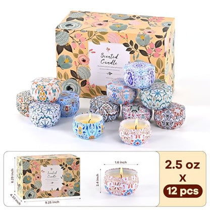 Scented Candles Gift Set,12 Pack Aromatherapy Candle with Gift Box for Family-Flower - color: Flower