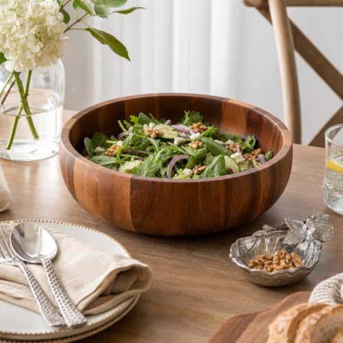 Arthur Court Large Acacia Wooden Hive-Style Salad Bowl - Unique Serving Bowl for Fruits, Snacks, and Salads - 5" H x 12" Diameter - size: 5 inch Tall x 12 Diameter