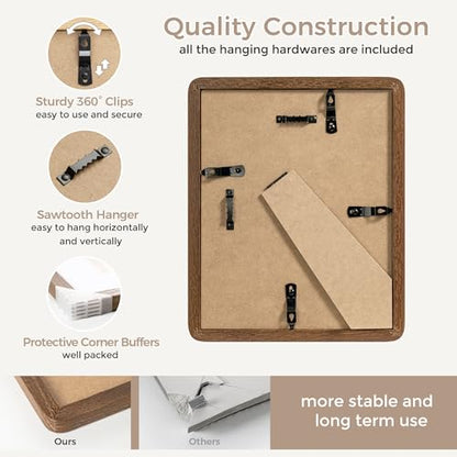 8X10 Solid Oak Wood Photo Frame | 8X10 Picture Frame With Mat For 5X7 | Plexiglas And Hanging Hardware Included | Walnut, 3 Packs - color: Walnut, size: 8''x10''-3P
