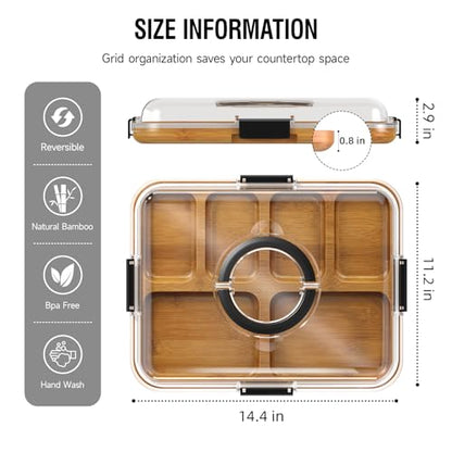 Portable Charcuterie Boards with Lid, Cheese, Veggie & Snack Tray | Clear Lid Keeps Food Fresh, Travel Portable Board for Kitchen, Picnic and Party, House Warming Gifts New Home - color: 6 Compartments Carbonized Black