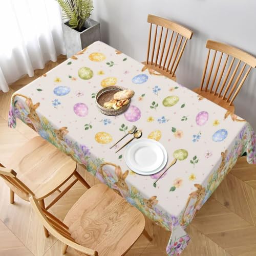 Easter Eggs Tablecloth Bunny Egg Rectangle Table Cloth Washable Table Cover Waterproof for Decoration Kitchen Dining Room 60x90 Inch - color: Easter