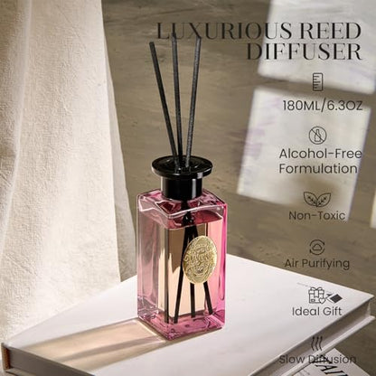 M&SENSE 6.3 oz Large Reed Diffuser Set | Ginger & Ylang Ylang Scent Oil Diffuser with Sticks | Hotel Collection Non-Toxic Essential Oil |for Bedroom Bathroom Living Room - color: Ginger & Ylang Ylang, size: 180ml