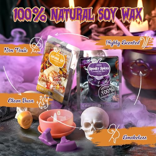 ARVIDSSON Halloween Scented Wax Melts, Fall Soy Wax Cubes for Wax Warmer, Strong Scent Fragrance Wax Tarts, Autumn Wax Melts Gift Set, Pumpkin Pie, Spiced Cider, Candy Corn, Snickerdoodle, Autumn Air