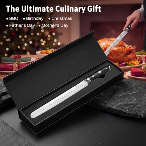 PAUDIN Brisket Knife, 12 Inch Dishwasher Safe Carving Slicing Knife for Meat, Razor Sharp German 1.4116 Steel Smoked Meat Cutter with Non-Slip Ergonomic G10 Handle & Gift Box, Perfect Gifts for Men - color: Brisket Knife - 12 inch