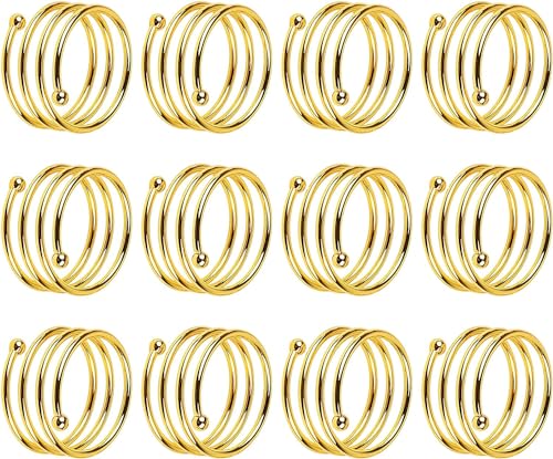 Napkin Holder Set of 12 Handmade Matal Dining Table Napkin Ring Classic Everyday Thanksgiving Holiday Christmas Festive Party Gift Farmhouse Décor - size: Gold Spring - Set of 12
