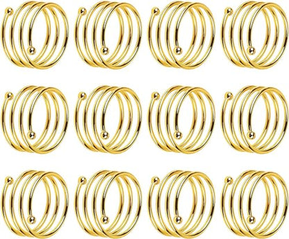 Napkin Holder Set of 12 Handmade Matal Dining Table Napkin Ring Classic Everyday Thanksgiving Holiday Christmas Festive Party Gift Farmhouse Décor - size: Gold Spring - Set of 12