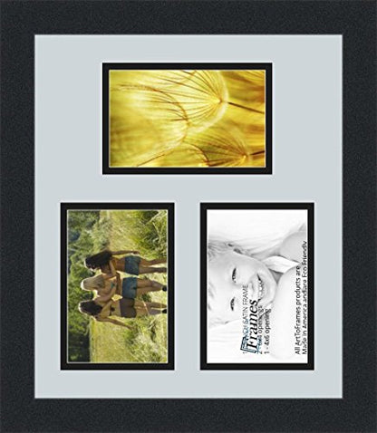 Art to Frames Double-Multimat-389-860/89-FRBW26079 Collage Photo Frame Double Mat with 3-4x6 Openings and Satin Black Frame - color: Baby Blue, size: 3 - 4x6