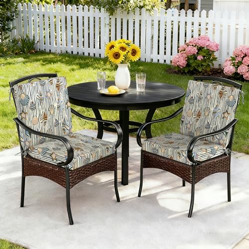 DYTXIII Outdoor Midback Chair Cushions Set of 2-20"x17" Water Repellent & Fade-Resistant Patio Seat Cushions with High-Resiliency Foam, Non-Slip Ties for Dining, Balcony Furniture-Crayon Shells - color: Crayon Shells