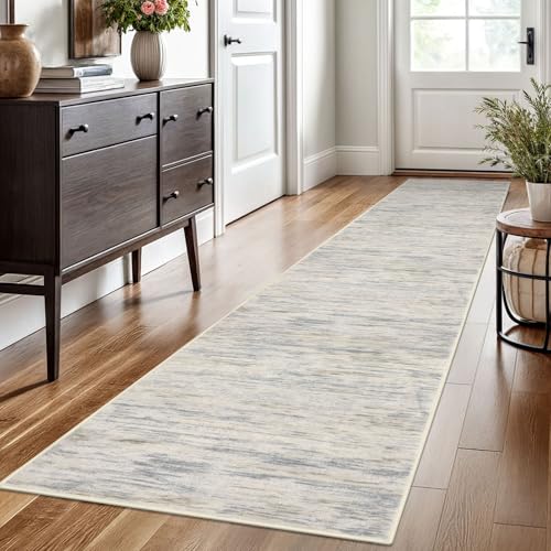 SIILOOM 2x10 Washable Runner Rug Non Slip Soft Area Rug for Hallway Kitchen | Gray/Beige/Neutral Soft Modern Abstract Spill & Stain Resistant Low Pile Carpet for Entryway Laundry Bedroom, Easy Clean - color: Gray/Beige/Neutral/Multi, size: 2' x 10' (Runne