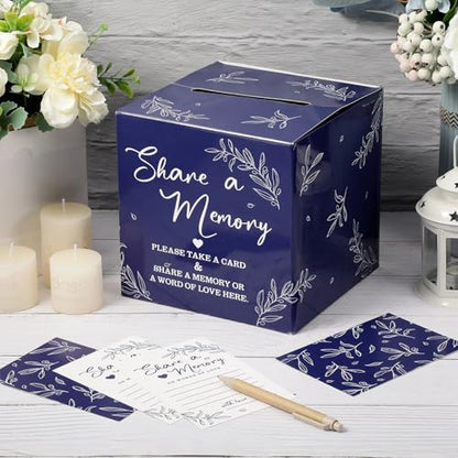 Pajean 50 Share a Memory Cards for Celebration of Life,Dark Blue,Trendy - color: Dark Blue, style: Trendy