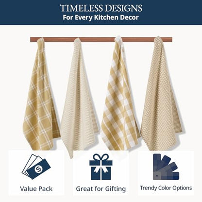 LANE LINEN Cotton Kitchen Towels Set, 4-Pack – Absorbent, Quick-Drying, Premium Dish Towels, Tea Towels, 18" x 28" - Beige - color: 01: Beige, size: 18''x28" - 4 Pack