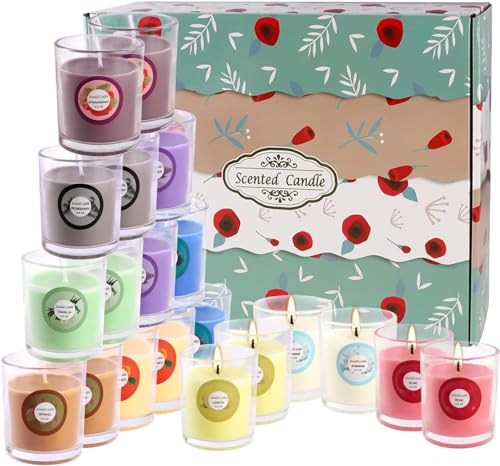 YOROXRG Scented Candles, Jasmine, Rose, Vanilla, Bergamot, fig, Lavender, Lemon, Spring,Strawberry, Rosemary, Aromatherapy Candles,Soy Wax Glass Jar Candle - 40 Pack - color: 40 Colors