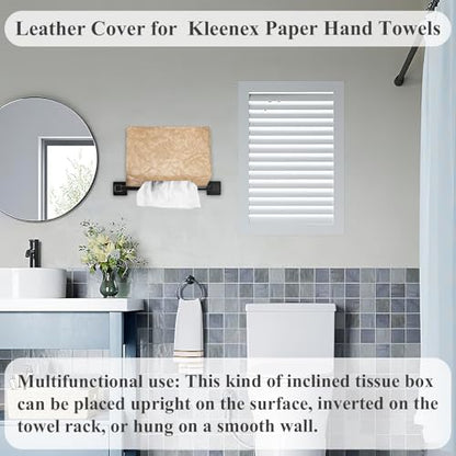 Leather Cover for Disposable Paper Hand Towel Box, Compatible with Kleenex Paper Hand Towel(1-Carved Beige) - color: 1-carved Beige