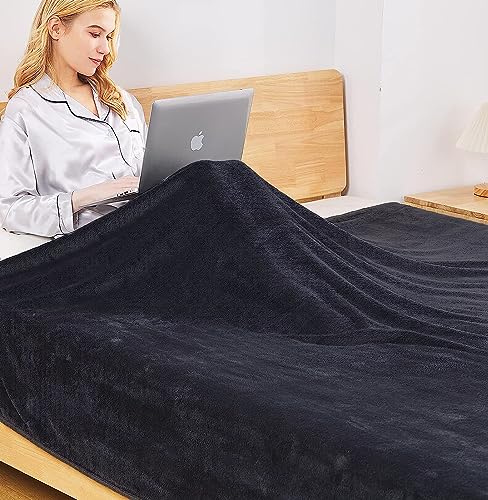 Polar Fleece Blanket Twin Size Lightweight Throw for The Bed Extra Soft Brush Fabric Super Warm Sofa Blanket 66" x 90"(Black Twin) - color: Charcoal Grey, size: Twin (90-Inch-by-66-Inch)