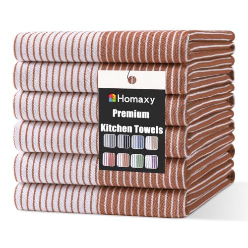 Homaxy Premium 100% Cotton Kitchen Towels 18"x28", 6 Pack, Rust | Large Kitchen Hand Towels, Soft and Absorbent Tea Towel, Dish Towels with Hanging Loops - color: Rust, size: 18 x 28 - 6 Pack