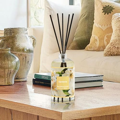 Reed Diffuser Refill Gardenia 17oz (500ml) with 8 Sticks - Premium Long-Lasting Scented Oil, Home Fragrance for Bedroom, Bathroom Home Decor - size: 17oz