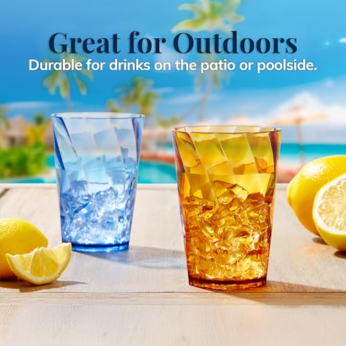 US Acrylic Optix Mini Plastic Reusable Drinking Glasses (Set of 8) 8oz Juice Cups in Jewel Tone Colors | BPA-Free Tumblers, Made in USA | Top-Rack Dishwasher Safe - size: 8 ounces