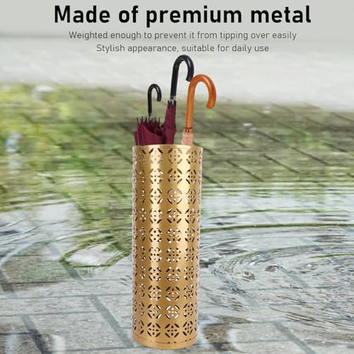 TOPINCN Metal Umbrella Holder, Round Umbrella Stand Rack for Entryway Home Office, Freestanding Umbrella Holder Bin Rain Collection Umbrella Organizer Canes Walking Stick Storage Bin (S)