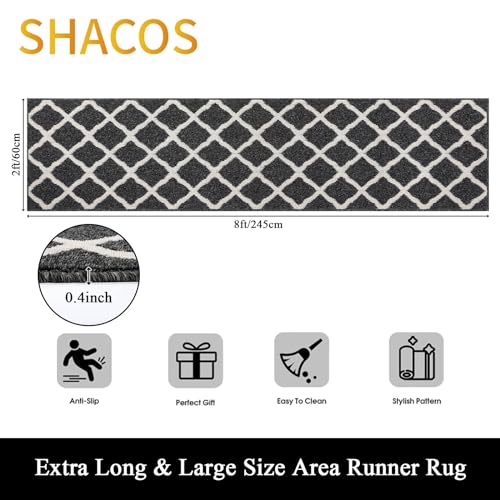 SHACOS Black Runner Rug 2x8 ft Washable Entryway Runner Rugs Non Slip Rubber Backing Hallway Rug Runner Stain Resistant Kitchen Carpet Runners - color: Black, size: 2' x 8'