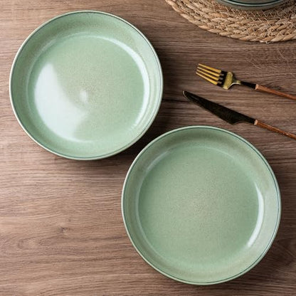 GBhome 8.75'' Large Ceramic Pasta Bowls, 38oz Stoneware Pasta Serving Bowls Set of 4 for Kitchen, Wide Bowls for Fruit,Pasta,Salad,Oatmeal,Meal, Microwave Safe, Reactive Glaze-Pastel Green - color: Pastel Green