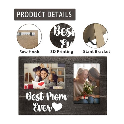 Gifts for Mom, Mothers Day Mom Gift from Daughters 3D Photo Frame Hold 4x6 Inches Two Photos, Picture Frames Present - color: mom
