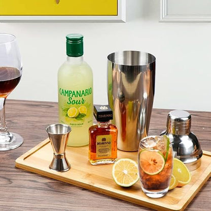 Vabaso 20-Piece Bartender Kit with Stand, Cocktail Shaker Set for Home Bar, 25oz Professional Stainless Steel Bar Tool Set with Cocktail Recipes Booklet, Christmas White Elephant Gifts for Adults Men