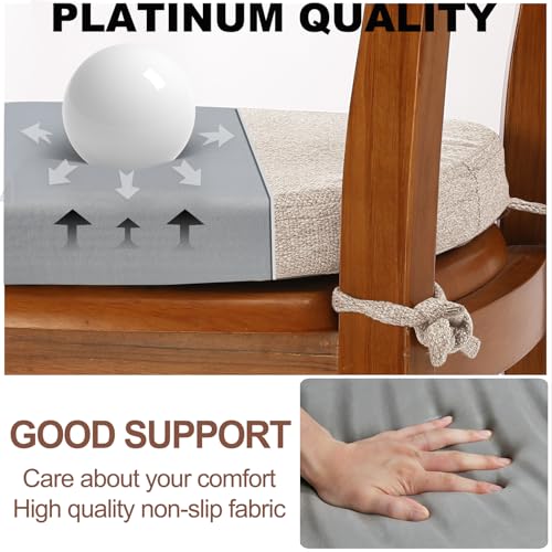 SINOSSO 1 Pack Memory Foam Chair Cushions for Dining Chair, Friendly Woven Fabric 16" U-Shape Comfortable Kitchen Chair Pad, Removable Slip Resistant Seat Cushion (1 Piece, Oatmeal Beige) - color: Oatmeal Beige