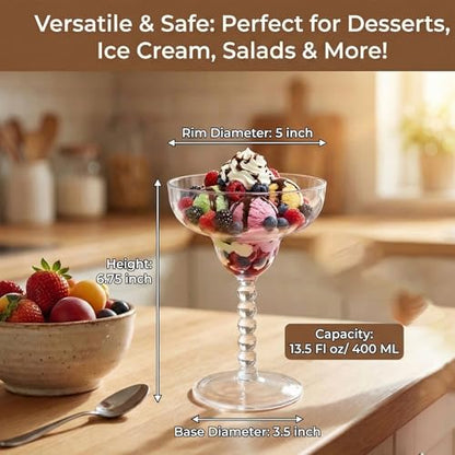 TOPZEA Acrylic Margarita Glasses Set of 4, 13.5 oz Shatter-proof Plastic Daiquiri Cocktail Cup, Unbreakable Martini Champagne Coupe Glasses Drinkware for Poolside, Bar, Party, BPA-free, Reusable