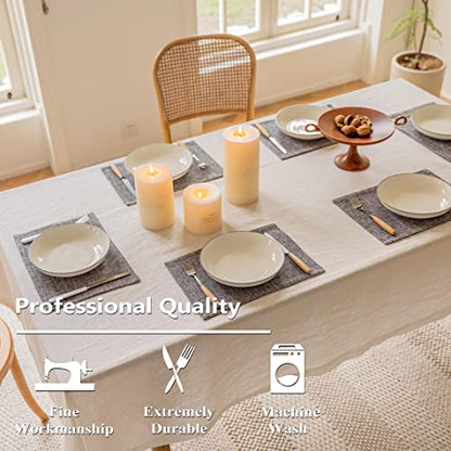 Home Brilliant Linen Placemats Set of 8 Heat Resistant Washable Placemats for Parties Buffet Dinner, 13 x 19 inches, Ash Grey - color: Ash Grey, size: Placemats 13" x 19", Set of 8