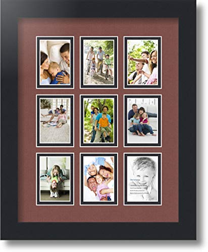 ArtToFrames Collage Photo Frame Double Mat with 9-2x3 Openings with Satin Black Frame and Brique mat. - color: Brique, size: 9 - 2x3