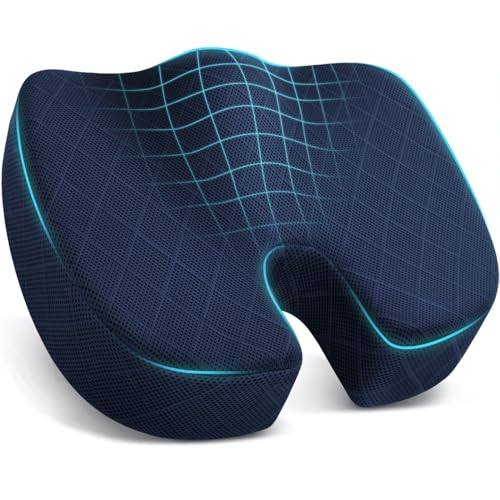 Seat Cushion - for Office Chair, Car Seat, Airplane, Bleacher - Sciatica & Coccyx Pain Relief Desk Chair Cushion for Long Sitting Office Workers, Car Drivers(Blue, XX-Large) - color: Blue, size: XX-Large