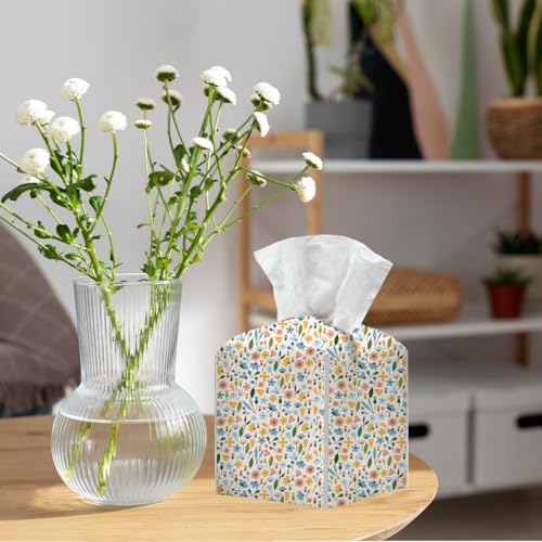 Floral Tissue Box Cover, Tissue Box Holder for Home, Bedroom 5x5IN - color: Flower 384