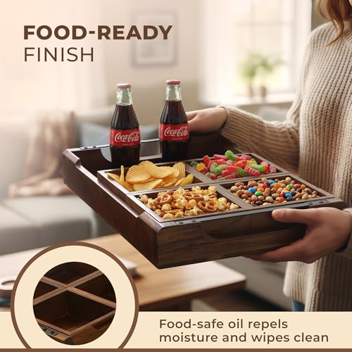 Modular Serving Tray - Acacia | Serving Platter Snack Tray | For Party Hosting - Trays for Serving Food, Charcuterie, Fruit Platter Tray for Parties, Appetizer Dishes & Dessert Trays