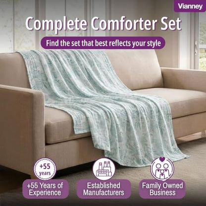Vianney - Lightweight Blanket - Aspen/King Size - Beauty Soft 100% Polyester Fabric - Lightweight Year-Round Warmth and Machine Washable - color: Light Blue / White, size: Queen / Full-Queen
