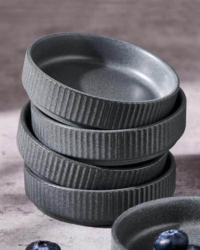 famiware Soy Sauce Dish, 4oz Dipping Bowls Set of 6, Matte Dark Charcoal | Ceramic Individual Dip Sauce Cups/Dishes/Plates, Small Serving Bowls for Side Dishes, Condiments, Sushi, Reactive Glaze - color: Matte Dark Charcoal, size: 6pcs
