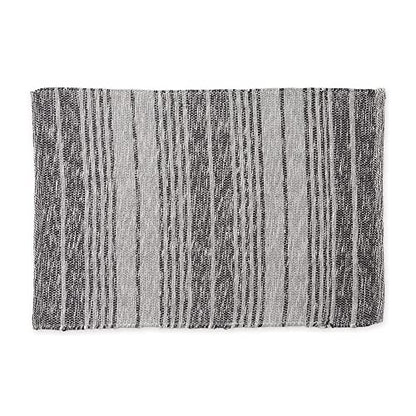 DII Woven Rag Rug Collection Recycled Yarn Variegated Rustic Stripe, 2x3', Gray - color: Grey